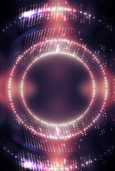 Neon lights background. Abstract background, neon lines. Dark empty scene, neon. Abstract futuristic neon background. Searchlight light, wet asphalt, smoke, night view, rays.