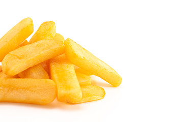 Pile of Chunky Steak Fries Isolated on a White Background