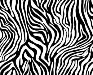 Full seamless wallpaper for zebra and tiger stripes animal skin pattern. Black and white design for textile fabric printing. Fashionable and home design fit. © MSK Design