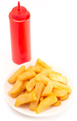 Pile of Chunky Steak Fries Isolated on a White Background