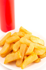 Pile of Chunky Steak Fries Isolated on a White Background