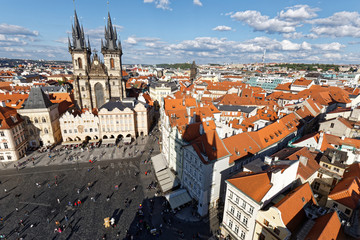 Naklejka na ściany i meble プラハの街並み　旧市庁舎周囲　広場