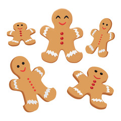 Seamless patterns with gingerbread cookies. Christmas repeating texture. Vector illustration