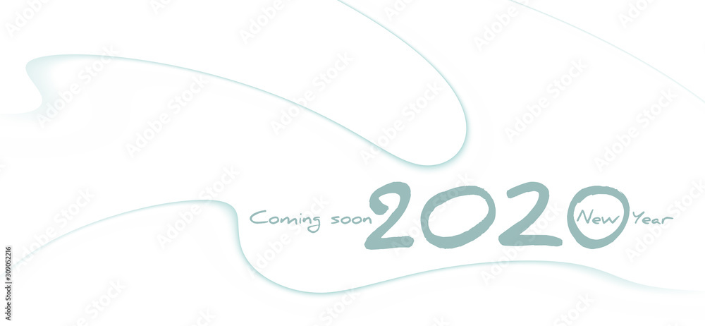 Poster minimal white background with coming soon 2020 new year. simple vector