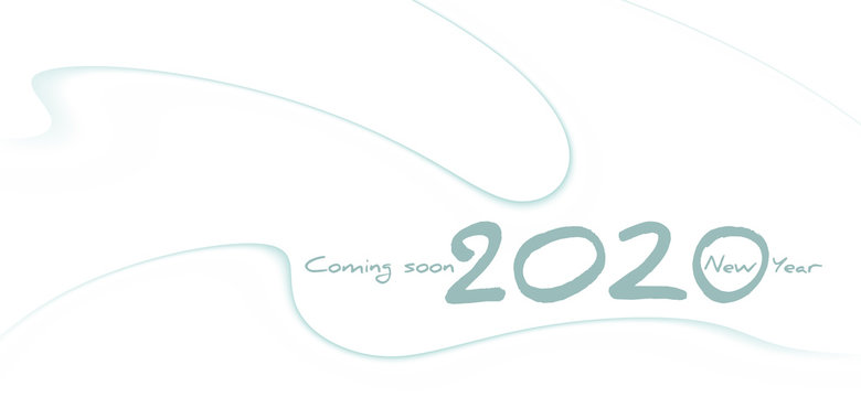Minimal white background with Coming Soon 2020 New Year. Simple vector