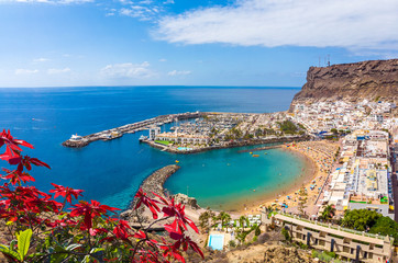 Landscape with Puerto de Mogan, Gran Canaria island, Spain - obrazy, fototapety, plakaty