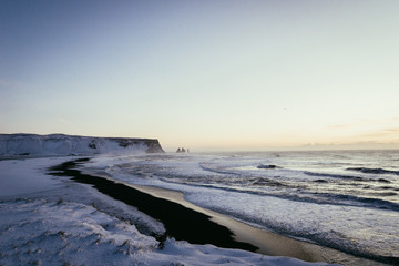 Iceland Winter Landscape Black Beach