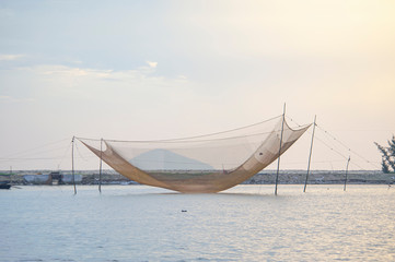 Fishing nets in the ocean in Vietnam