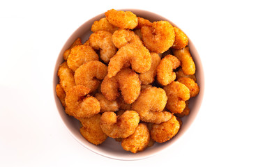 A Bowl of Popcorn Shrimp Isolated on a White Background