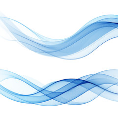 Set of blue abstract wave design element Vector
