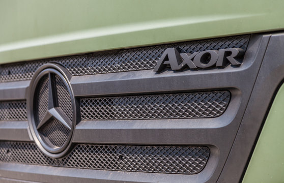 BURG / GERMANY -  JUNE 25 : german mercedes benz axor, stands under military roof on open day in barrack burg / germany at june 25, 2016.