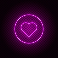 Circle, heart vector icon. Element of simple icon for websites, web design, mobile app, info graphics. Pink color. Neon vector on dark background