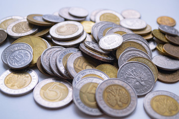 PLN. Polish Zloty coins. Finance background