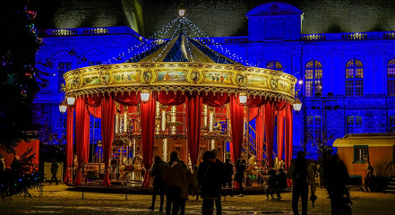 Horse attraction at the Christmas fair