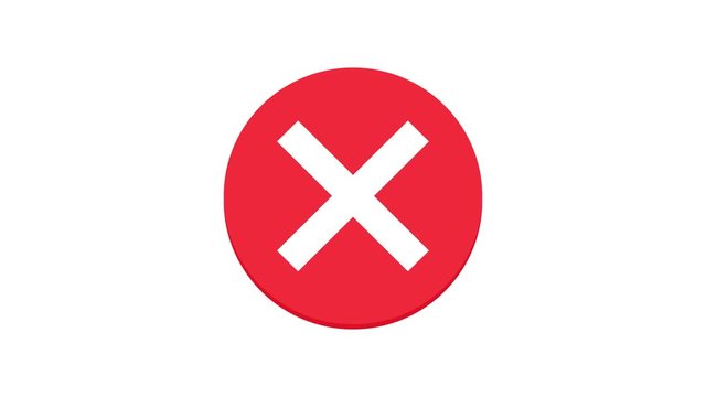 Red error sign animation on a white background