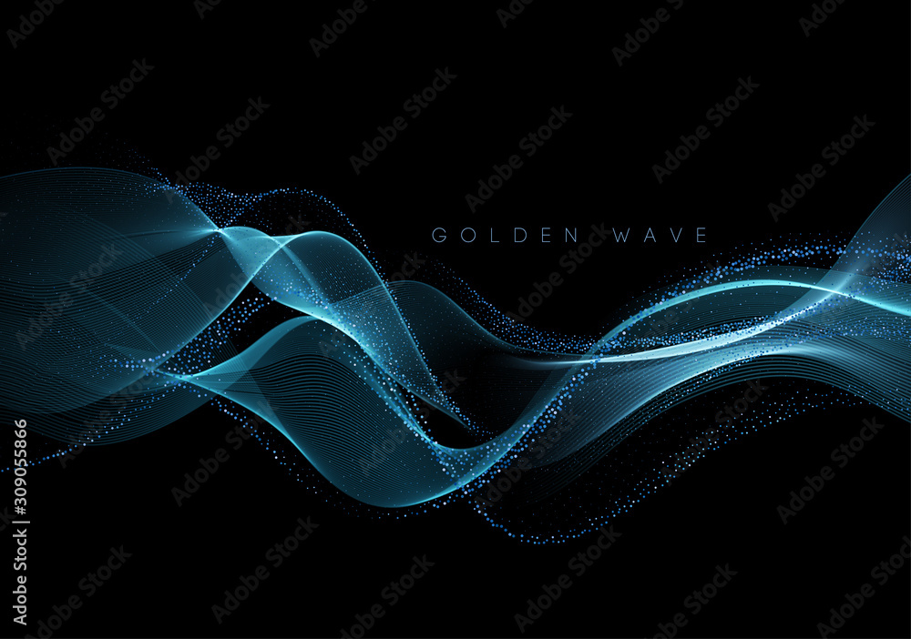 Poster Abstract shiny color gold wave design element