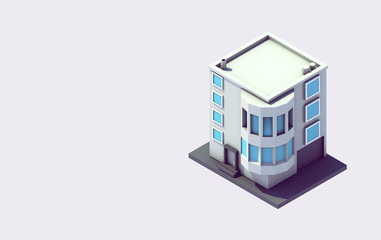 Real Estate website Hero image. Hero section illustration. House 3D rendering on a light background. Sale, mortgage banner template. Welcoming backdrop. Graphic design concept for website