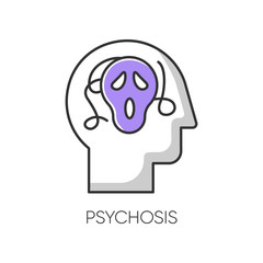 Psychosis color icon. Paranoid and scared person. Confused mind. Fear. Phobia and anxiety. Schizophrenia. Depression and stress. Mental disorder. Psychiatry. Isolated vector illustration