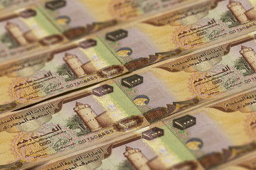 AED. Currency of United Arab Emirates background. Money of UAE. Dirhams