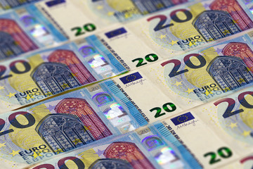 Obraz premium Euro banknotes background. Money of European Union