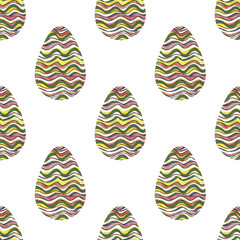 multi-colored abstract Easter eggs seamless pattern. Watercolor decorative drawing