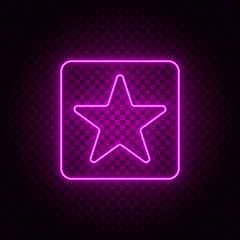 Star vector icon. Element of simple icon for websites, web design, mobile app, info graphics. Pink color. Neon vector on dark background