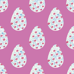 multi-colored abstract Easter eggs seamless pattern. Watercolor decorative drawing