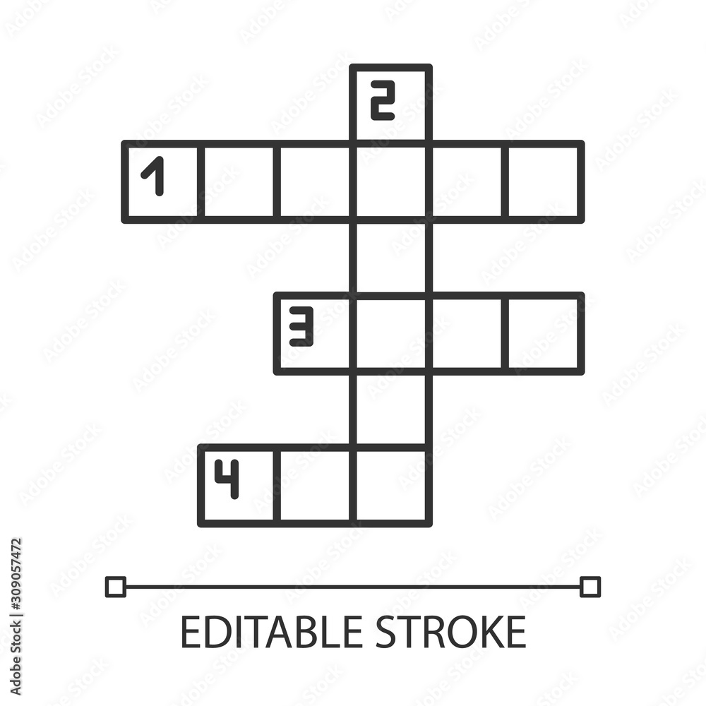 Poster crossword grid linear icon. word puzzle. quiz. mental exercise. challenge. knowledge test. brain tea