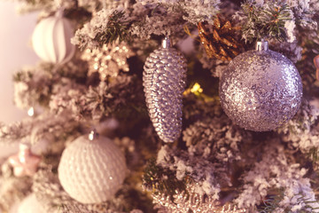 Obraz na płótnie Canvas Closeup of Christmas tree decorations