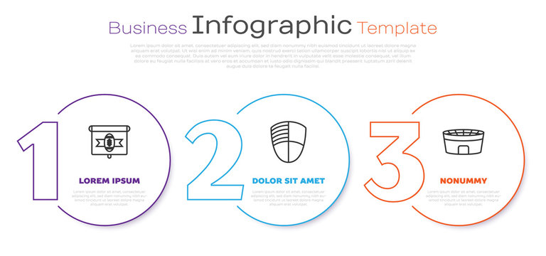 Set line American football on tv program, Football club logo template and Football stadium. Business infographic template. Vector