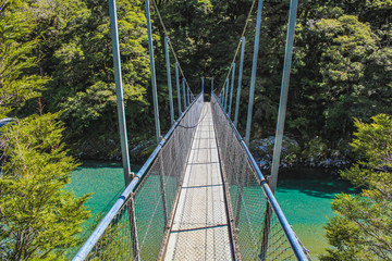 Blue Pools in Mount Aspiring National Park, South Island, New Zealand