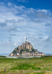 Island of Mont Saint Michel with Bridge Normandie, France