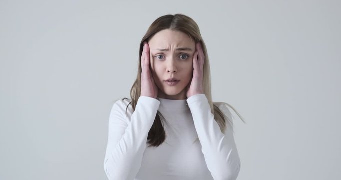 Woman shocked of something untoward and feeling scared