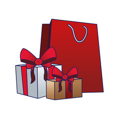 shopping bag with gift boxes icon
