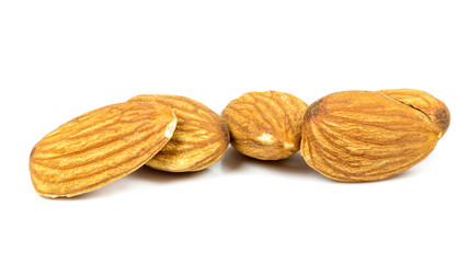 Almond nuts on white background