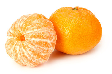 mandarin with slices isolated on white background