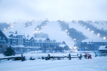 Blue Mountain Village in winter time, Ontario, Canada