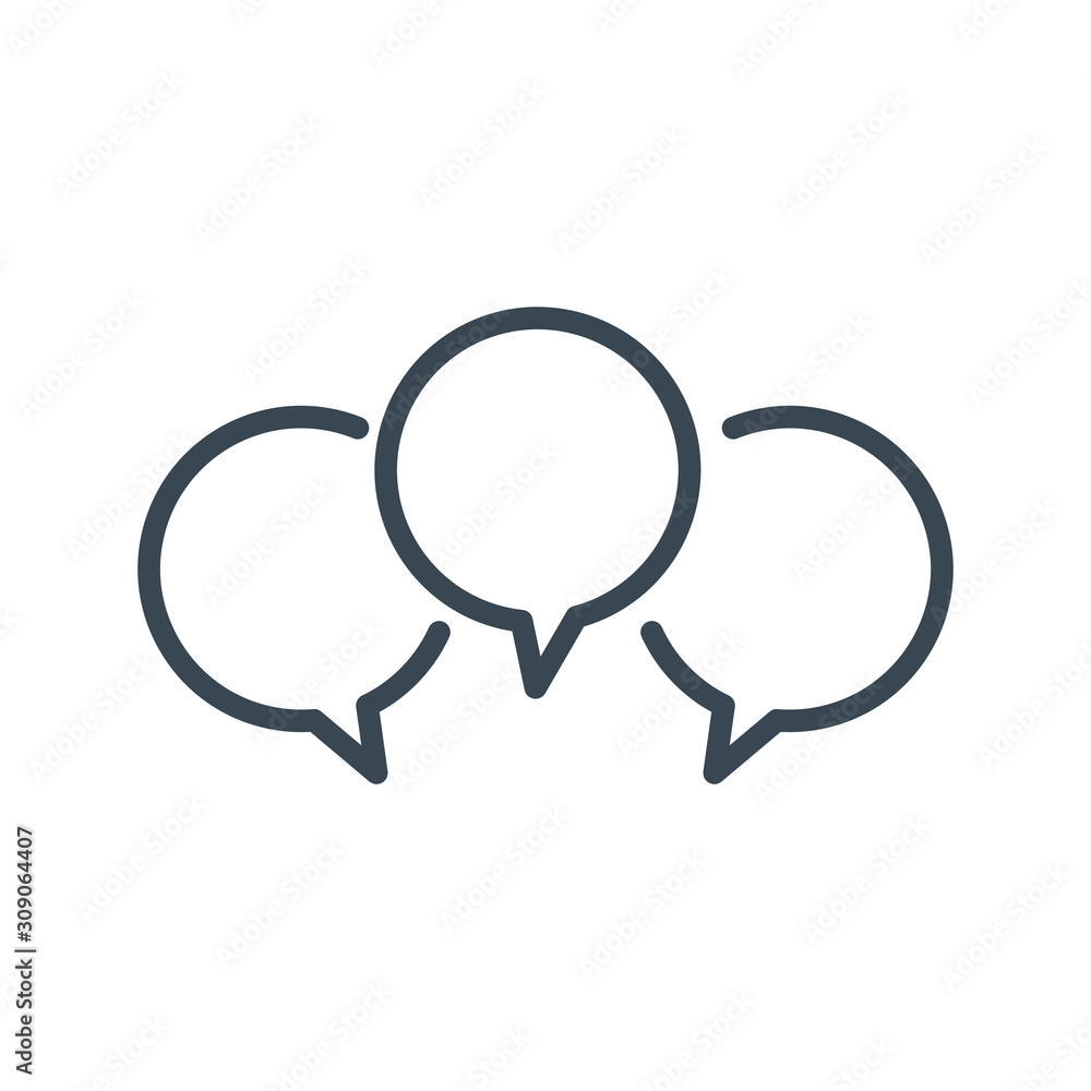 Poster three blank linear chat speech message bubbles. forum icon. communication concept. stock vector illu