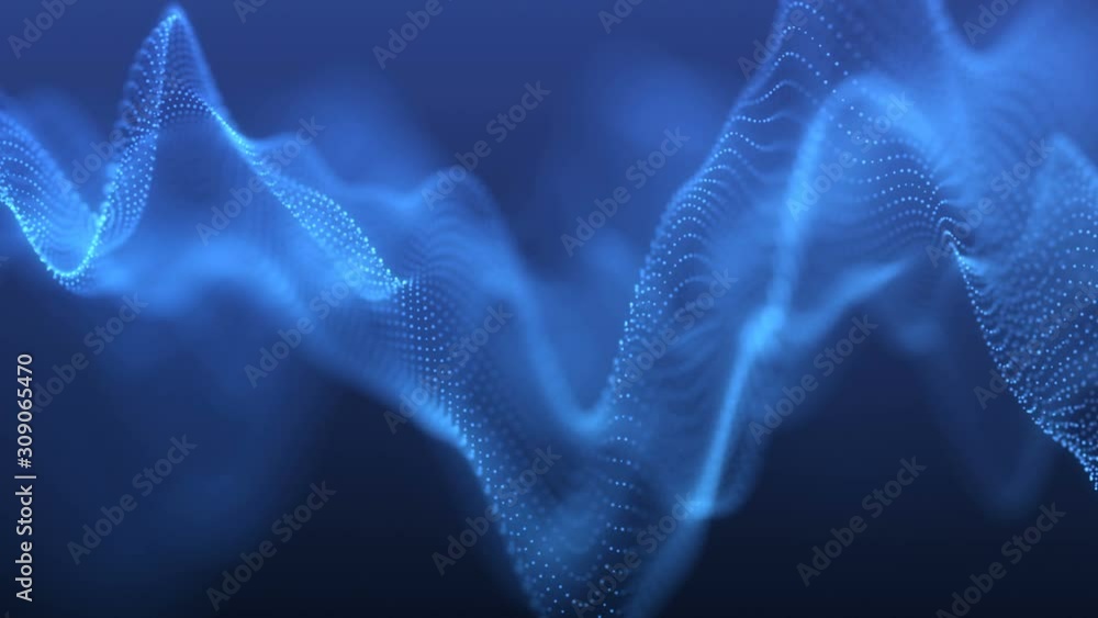 Poster 4k video. lines abstract. looped animation. wave pattern. dotted lines. neon waves. particles backgr