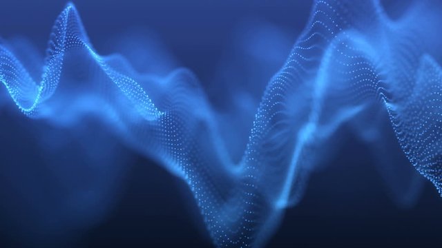 4k video. Lines abstract. Looped animation. Wave pattern. Dotted lines. Neon waves. particles background. Seamless loop. Blue gradient 3840x2160