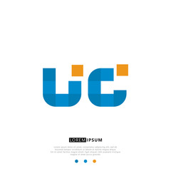 UC U C Logo Monogram with Blue and yellow Colors. modern letter logo design