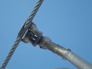 detail of a steel rope with cablůecar hanged