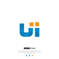 UI U I Logo Monogram with Blue and yellow Colors. modern letter logo design