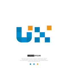 UX U X Logo Monogram with Blue and yellow Colors. modern letter logo design