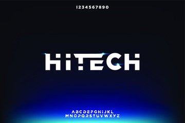 hitech, technology theme Bold modern. futuristic sans serif font. typography vector design