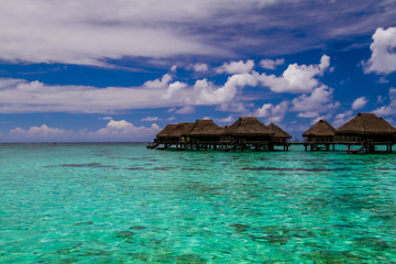 Bungalows over stunning crystal clear ocean 
