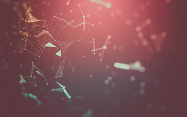 Abstract background. Molecules technology with polygonal shapes, connecting dots and lines. Connection structure. Big data visualization.