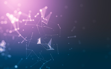 Abstract background. Molecules technology with polygonal shapes, connecting dots and lines....