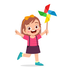 happy cute kid girl smile holding toy