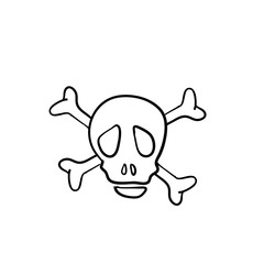 hand drawn doodle warning sign skull and bones illustration vector icon isolated on white background.